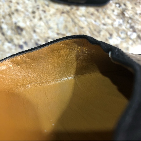 GUCCI Patent Leather Suede Black D'Orsay Square Toe Block Heel Pumps 5.5 - Picture 5 of 13